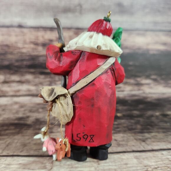 Set 3 Rustic Woodland Santa Ornaments Hallmark Christmas Collectors Folk Art - Picture 16 of 16